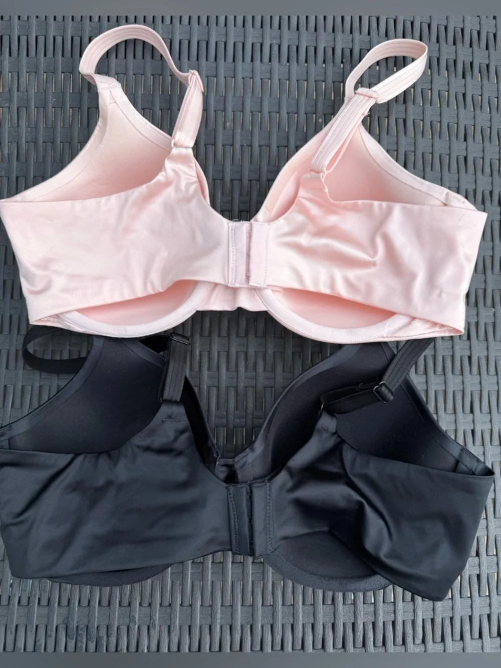 Two Bali Smoothing Underwire Nylon Stretch Pink Black Bra Set 2pc Sz 38C - Picture 7 of 10
